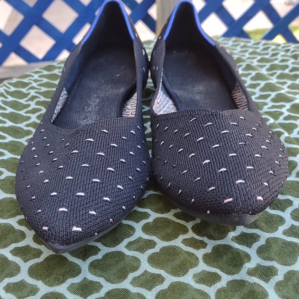Rothy's The Point flats Black/ White Polka dot
